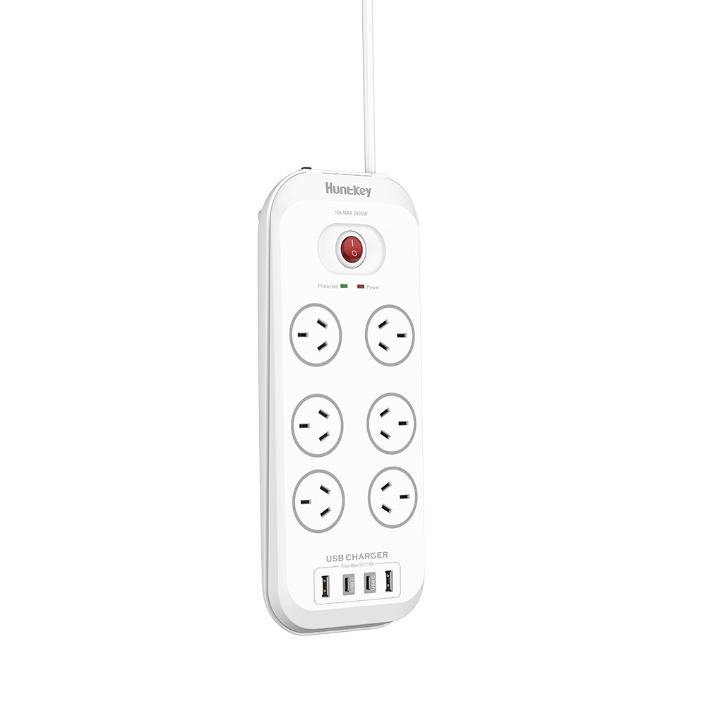 Huntkey SAC607C 6 Outlets Surge Protector Powerboard with 2x USB-A &amp; 2x USB-C