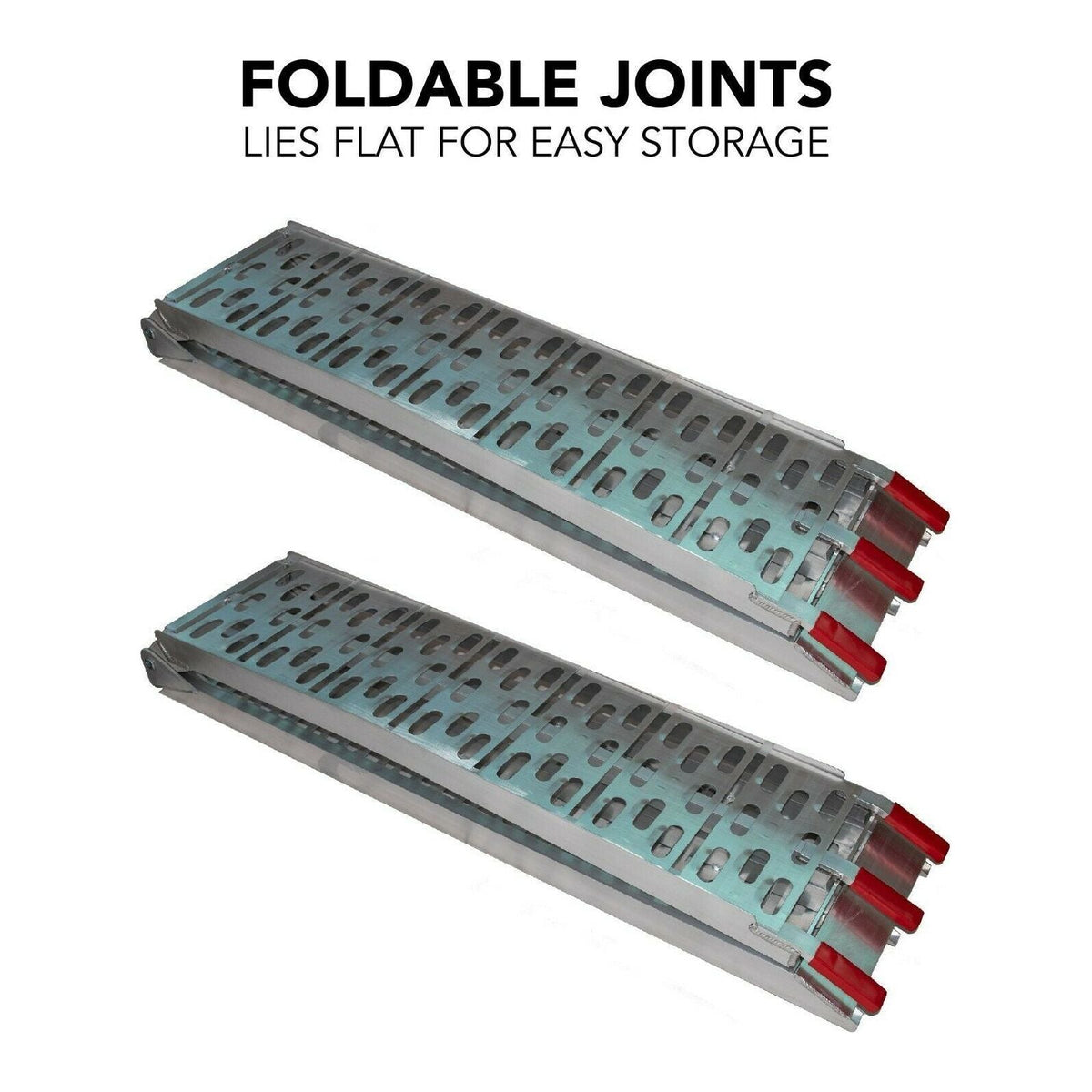 D2U Aluminum Folding Loading Ramps, 680kg Capacity - Heavy-Duty for ATVs, Motorcycles, Ride-On Lawnmowers - Foldable Design, Dual-Welded Joints, Rubber Tips, and Corrosion-Resistant Alloy