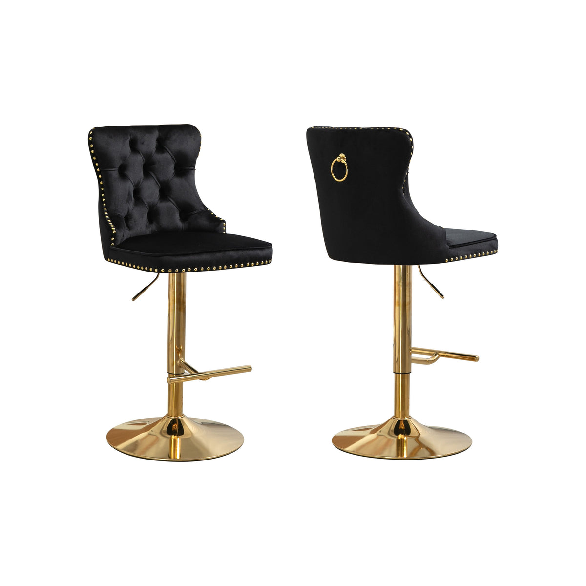 Sahara Black Barstool with Gold Stand -Set of 2