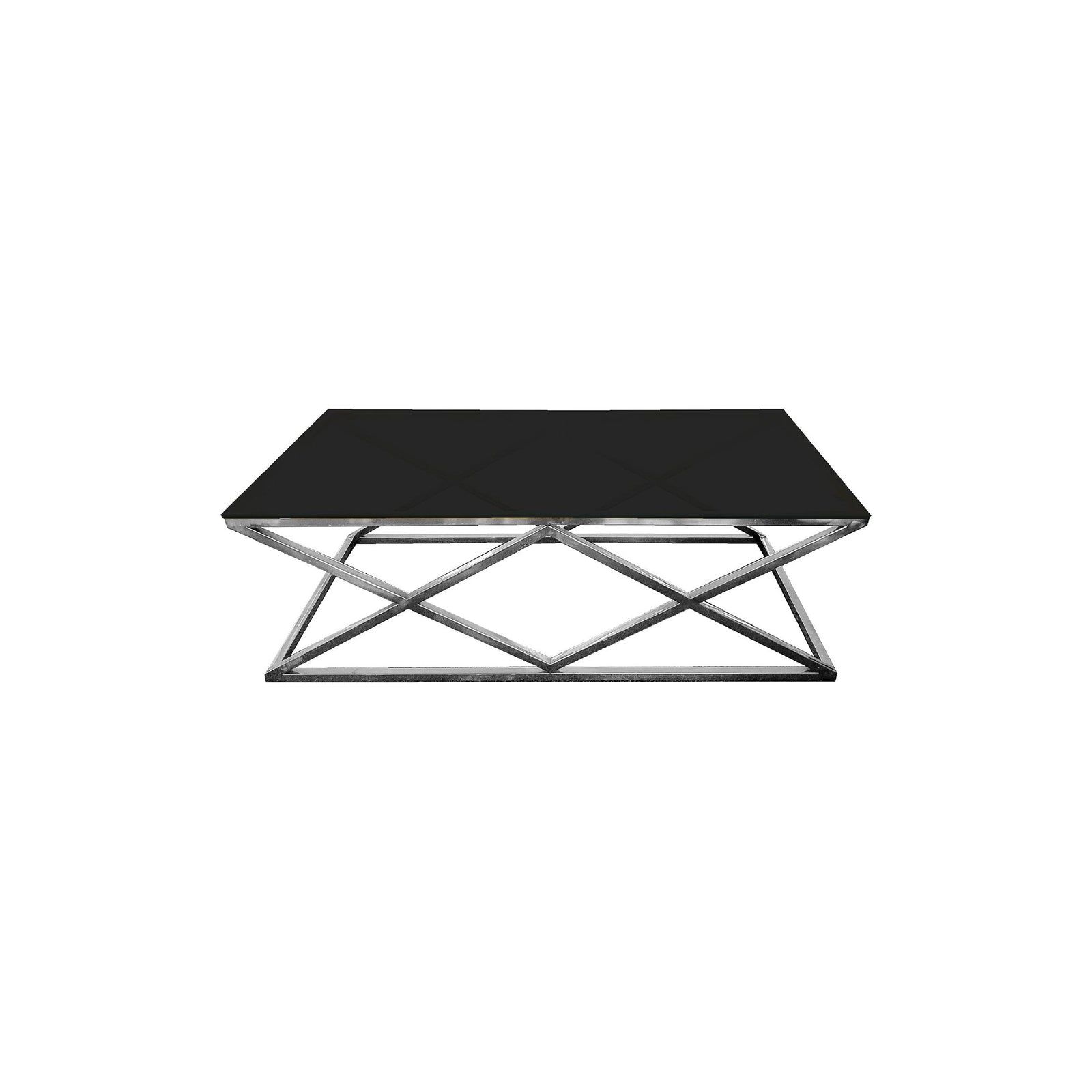 Alsea Coffee Table Silver Base - Black Glass