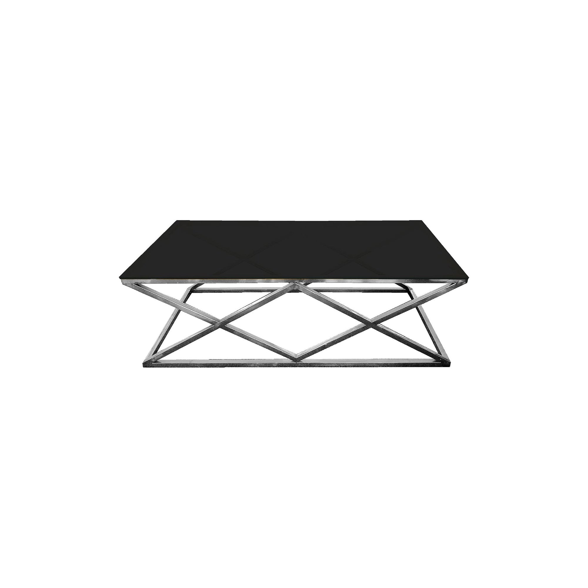 Alsea Coffee Table Silver Base - Black Glass