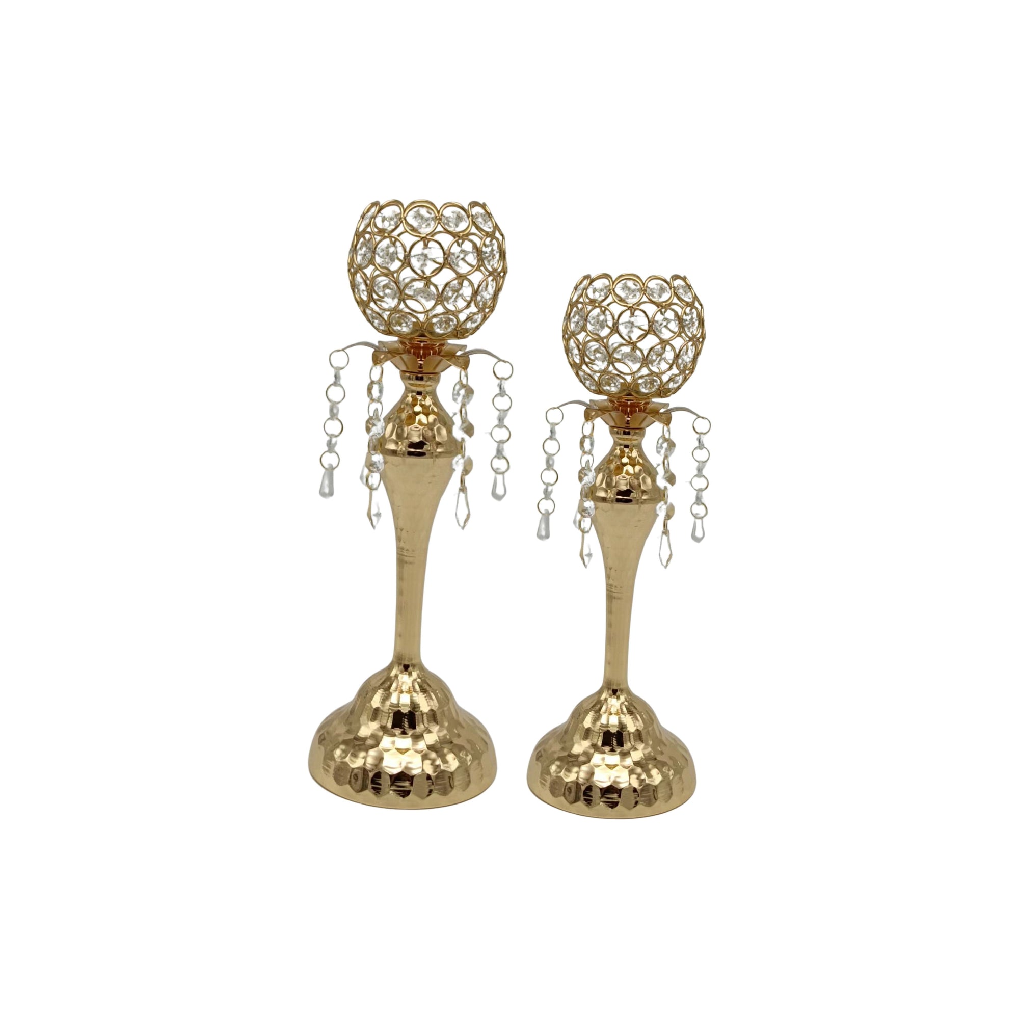 Crystal Gold Ball Candle Holder -Set of 2