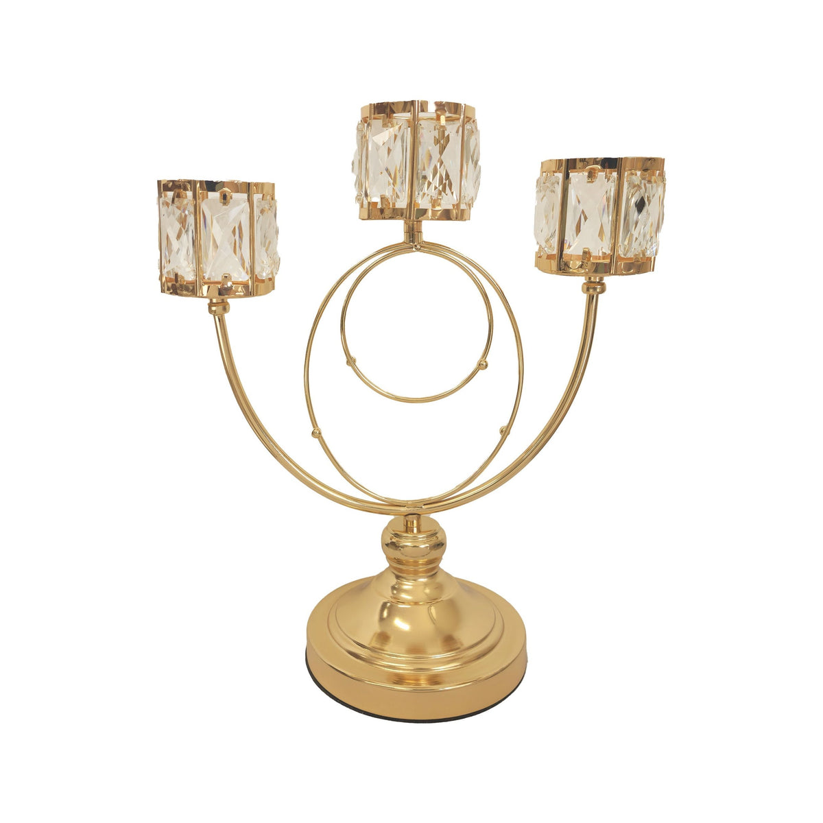 Trio Crystal Candle Holder - Gold