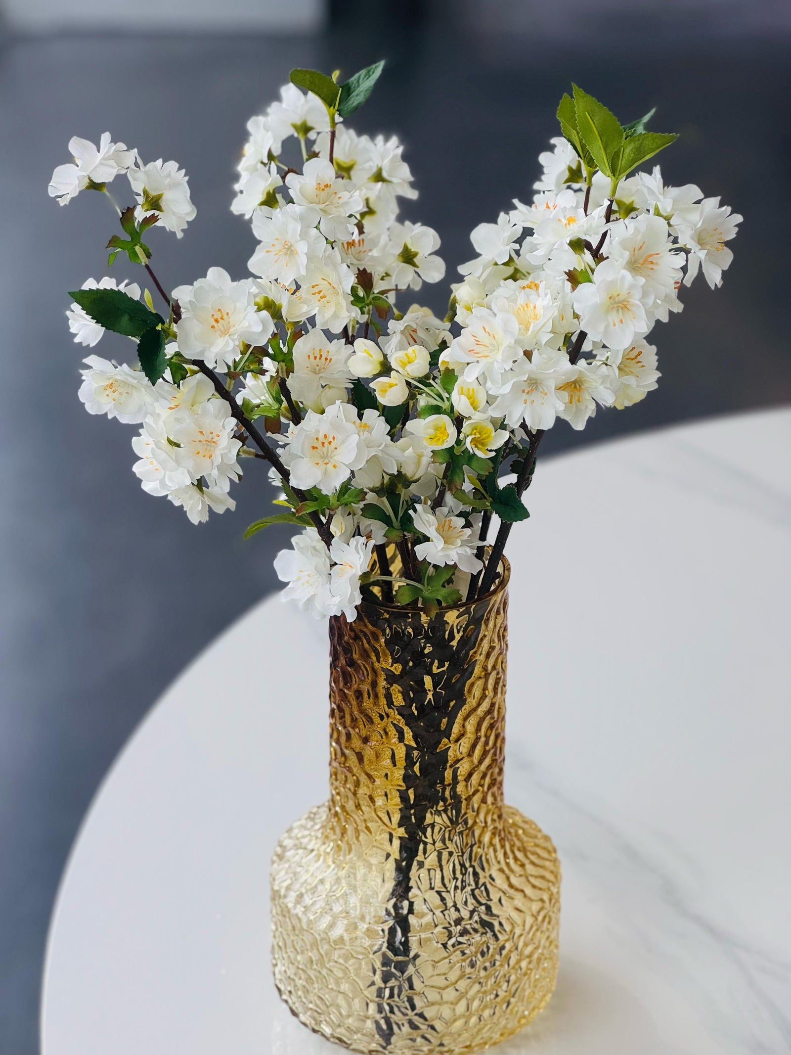 Artificial Single Stem Cherry Blossom 49cm -White - Set of 2 Bunch