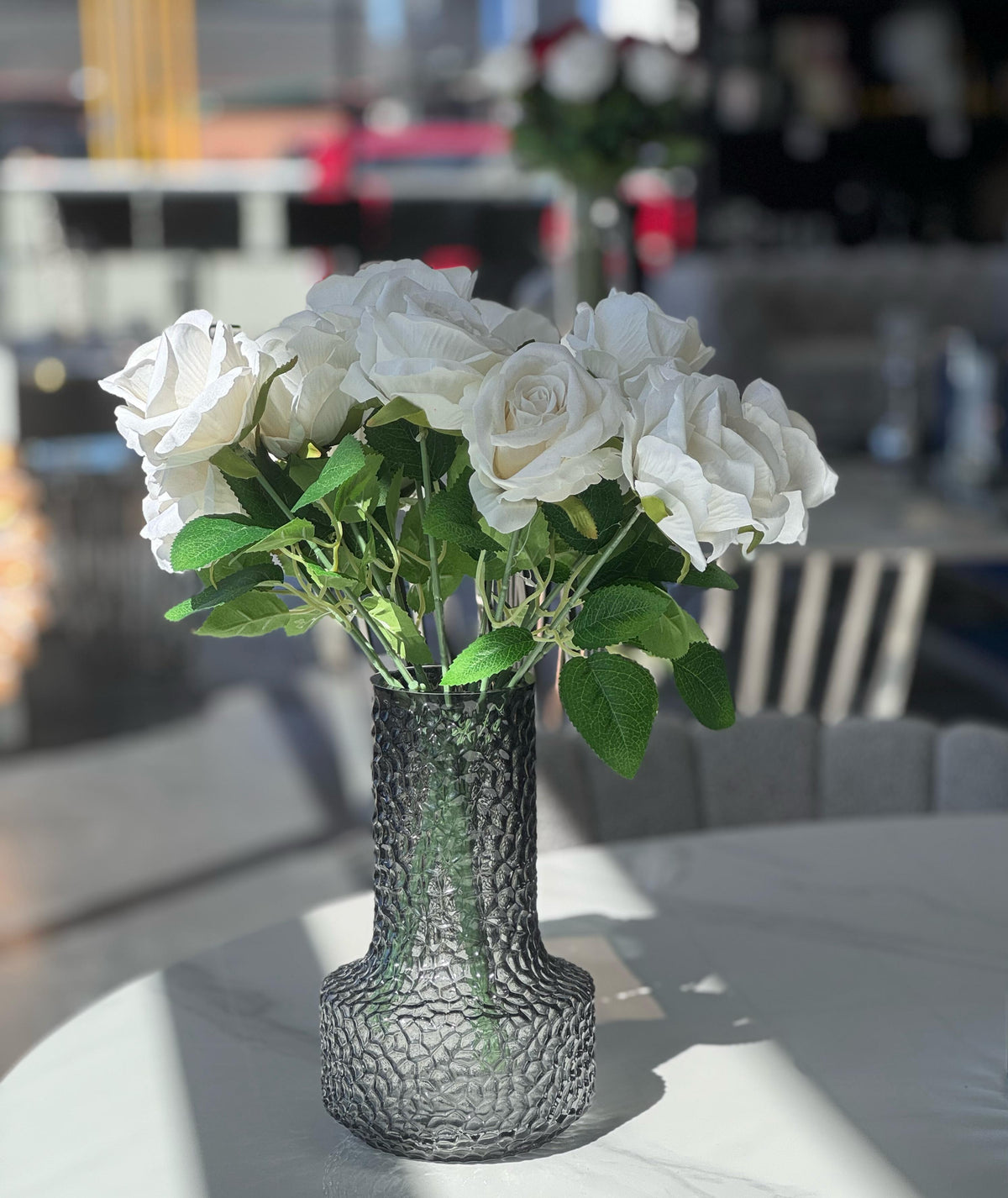 Artificial Single Stem Rose 50cm - White - Set of 8 Stems
