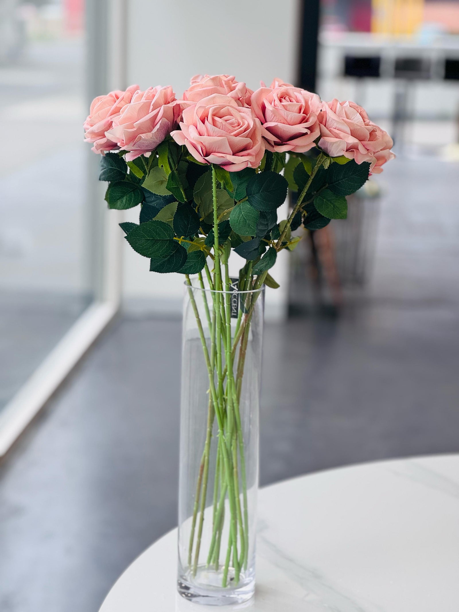 Artificial Single Stem Rose 64cm - Soft Pink- Set of 6 Stems