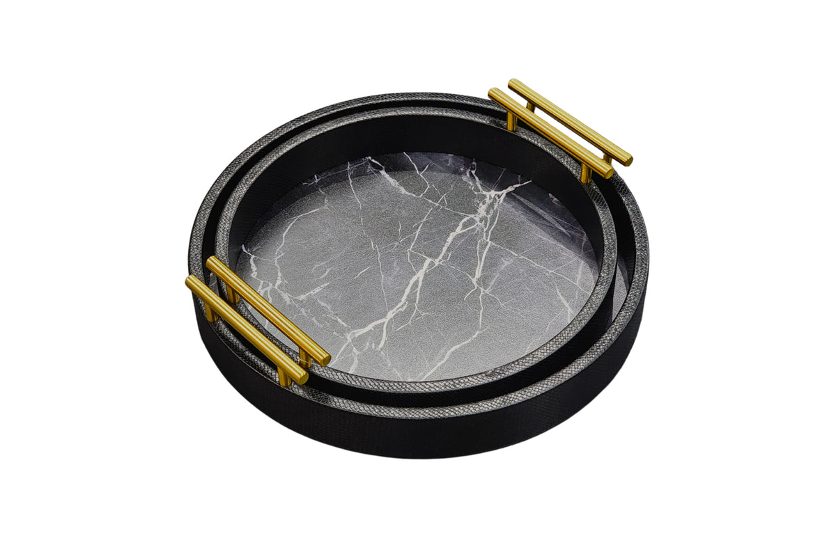 Maison Round Tray - Set of 2 - Black
