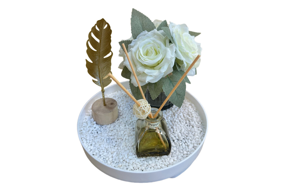 Bloom Flower Tray &amp; Fragrance Diffuser Set - Black