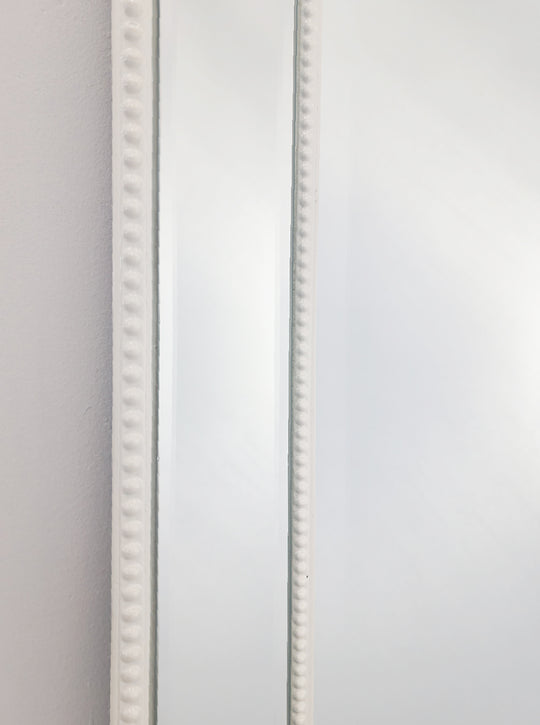 Medium White Beaded Framed Mirror - 70cm x 170cm