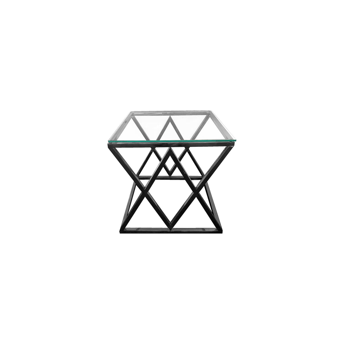 Alsea Side Table Black Base - Clear Glass