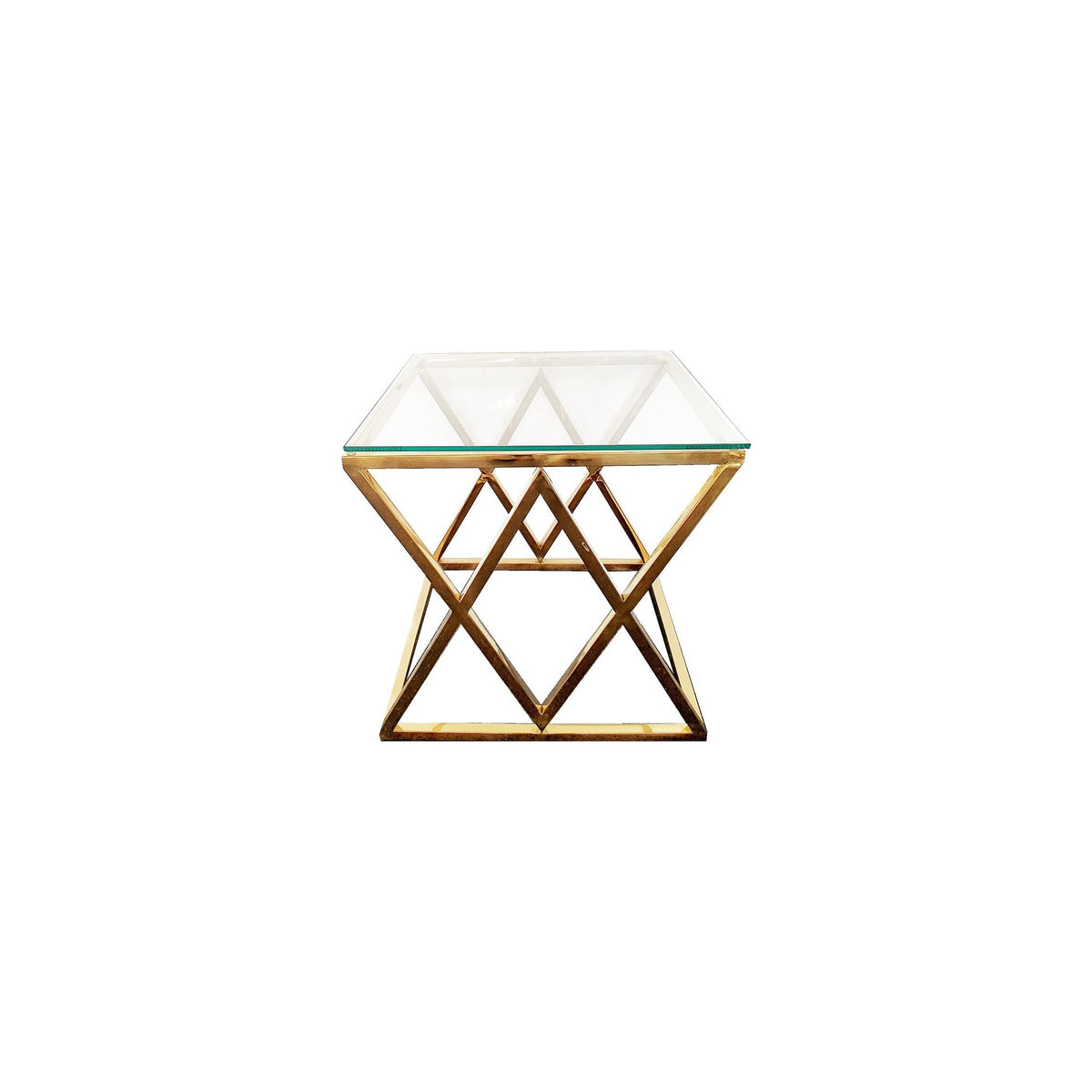 Alsea Side Table Gold Base - Clear Glass