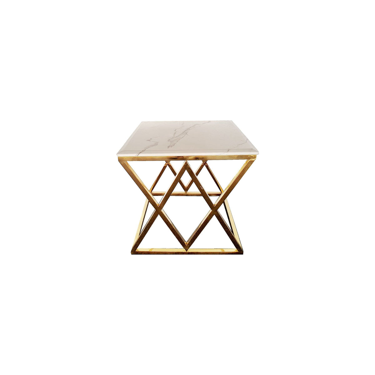 Alsea Side Table Gold Base - White Marble