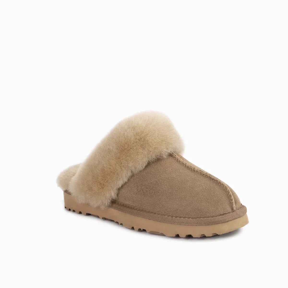Ugg Slippers Premium Australia Sheepskin Unisex Scuffette Suede (Unisex Cow Suede) (OLIVE, EU35)