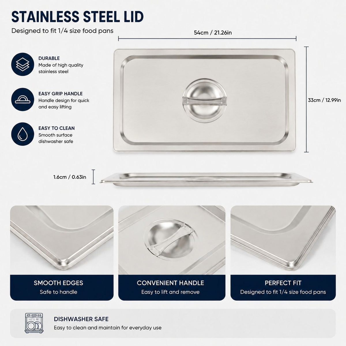 Commercial Stainless Steel GN 1/1 100mm Deep Gastronorm Bain Marie Buffet Steam Table Food Pan with Lid