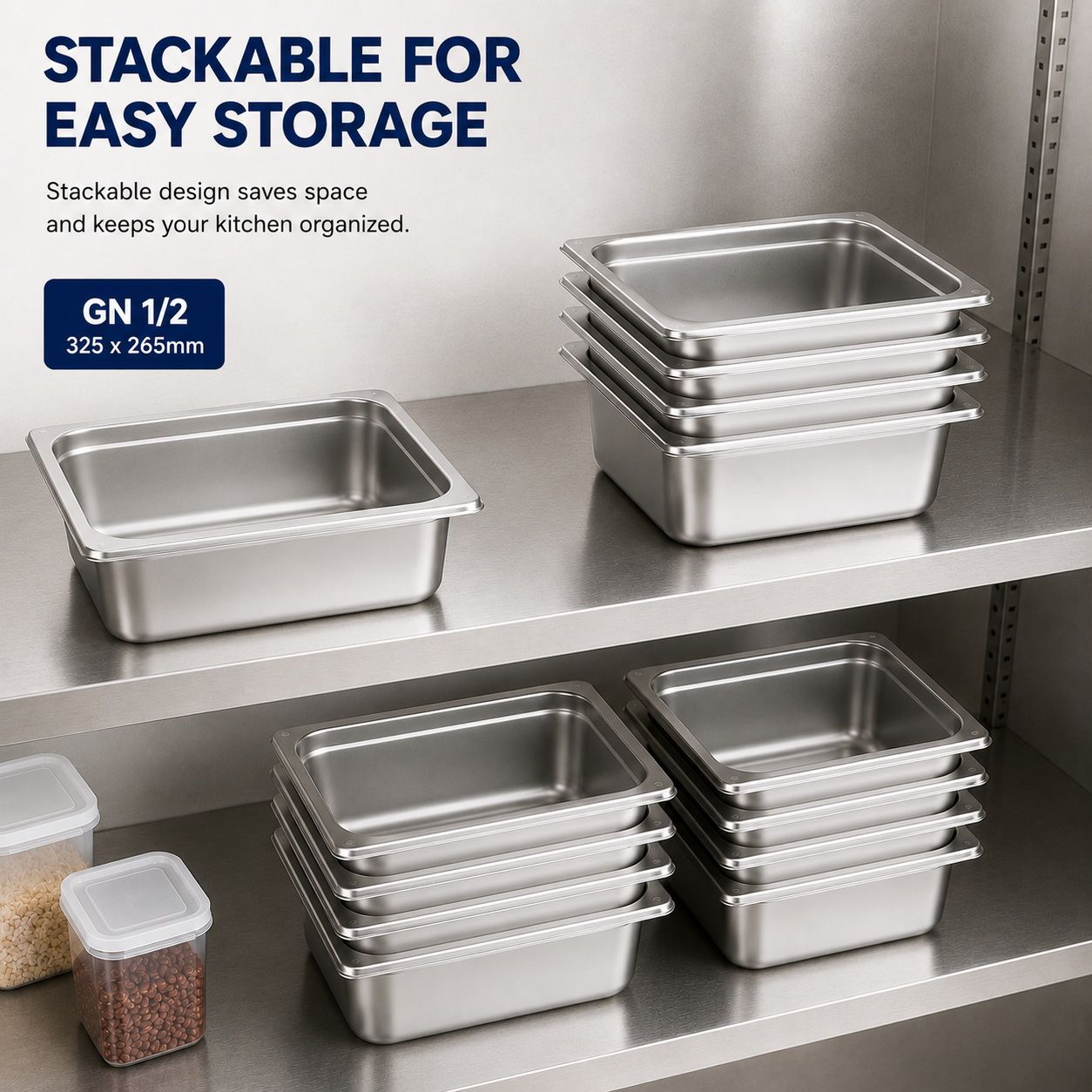 Commercial Stainless Steel GN 1/2 100mm Deep Gastronorm Bain Marie Buffet Steam Table Food Pan with Lid