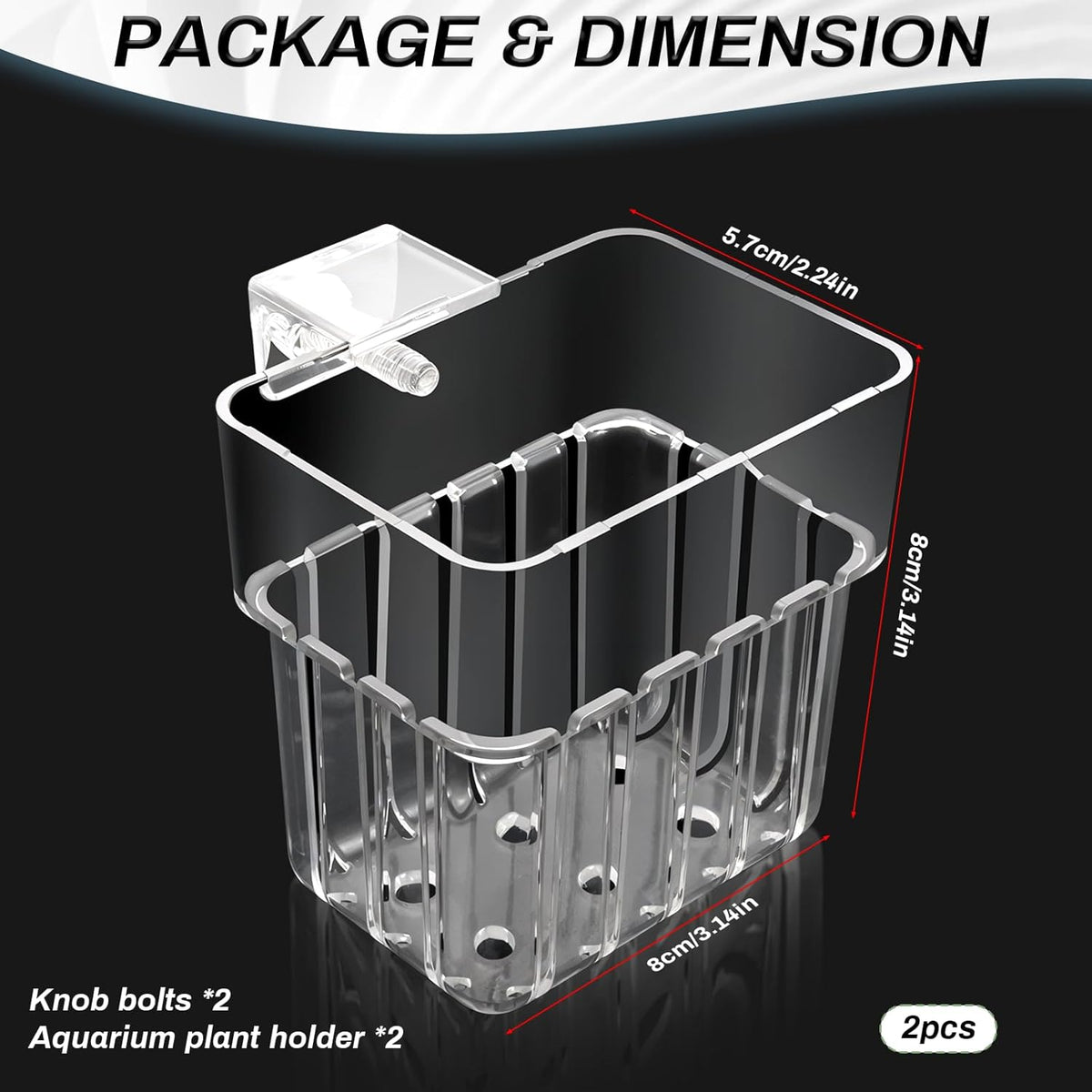 2pc Aquarium Plant Holder Clear Hanging Aquatic Planters with Hooks for Fish Tank Decor