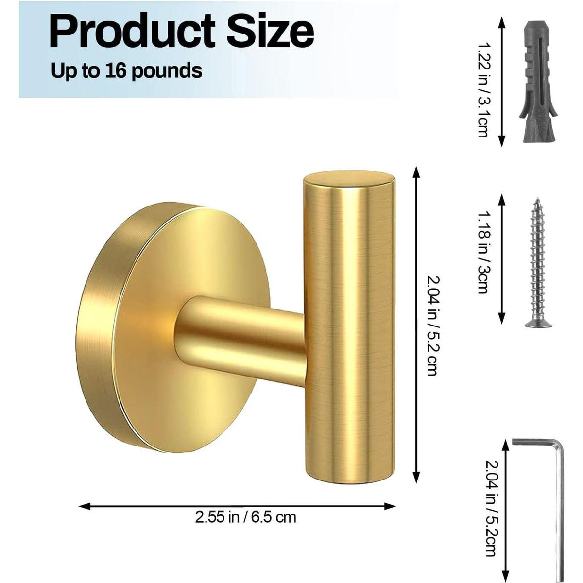 2 Pcs Wall Mount Bathroom Towel Hooks Holder Cloth Hanger Hook Kitchen Door Hanger Gold