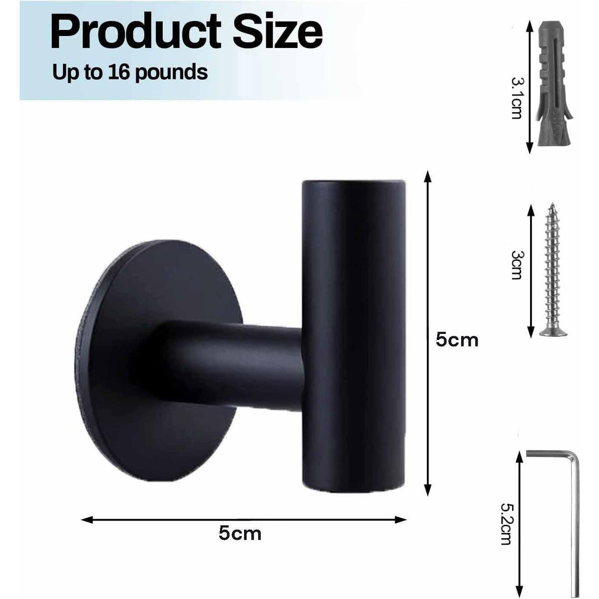 2 Pcs Wall Mount Self Adhesive Bathroom Towel Hooks Holder Cloth Hanger Hook Door Hanger Black