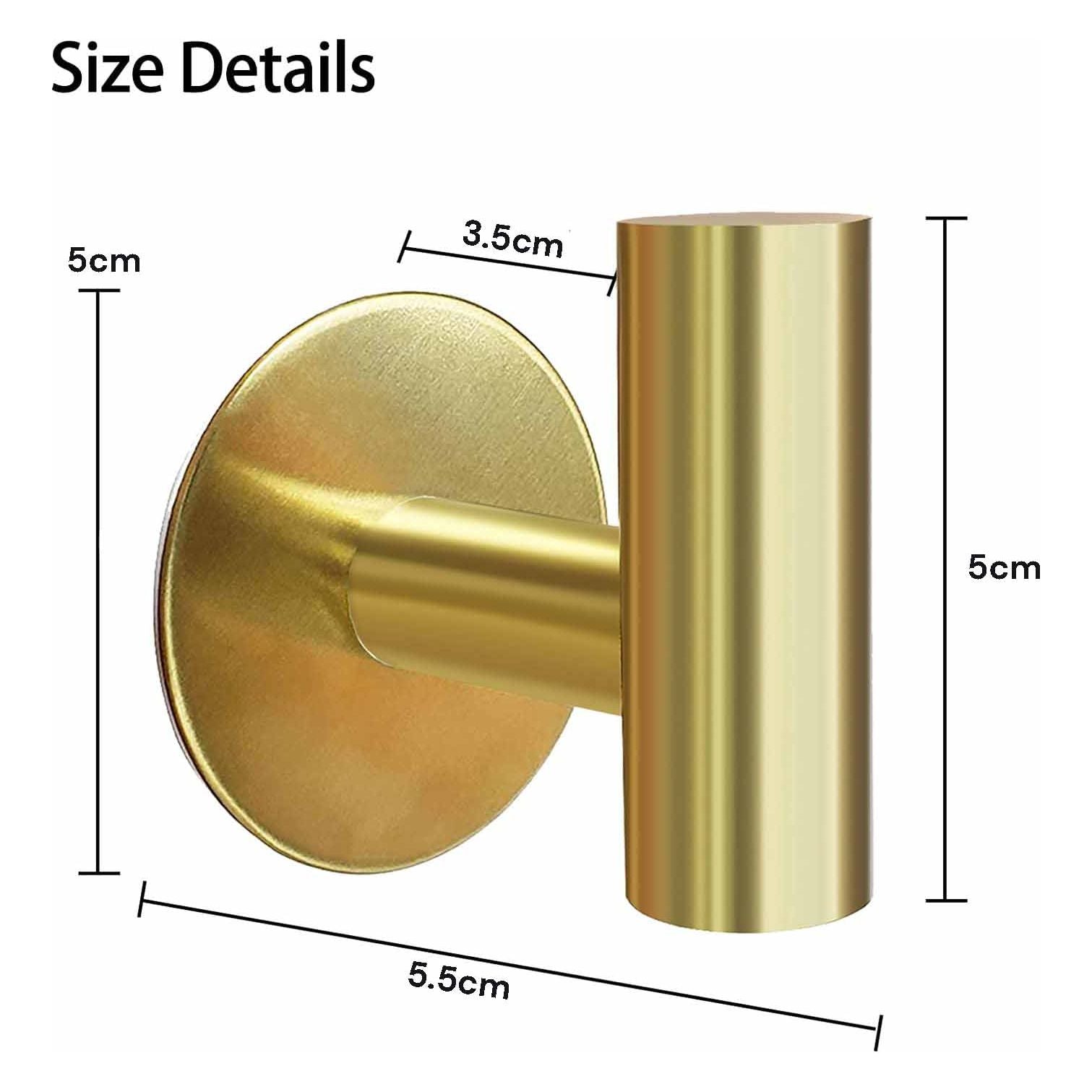 2 Pcs Wall Mount Self Adhesive Bathroom Towel Hooks Holder Cloth Hanger Hook Door Hanger Gold