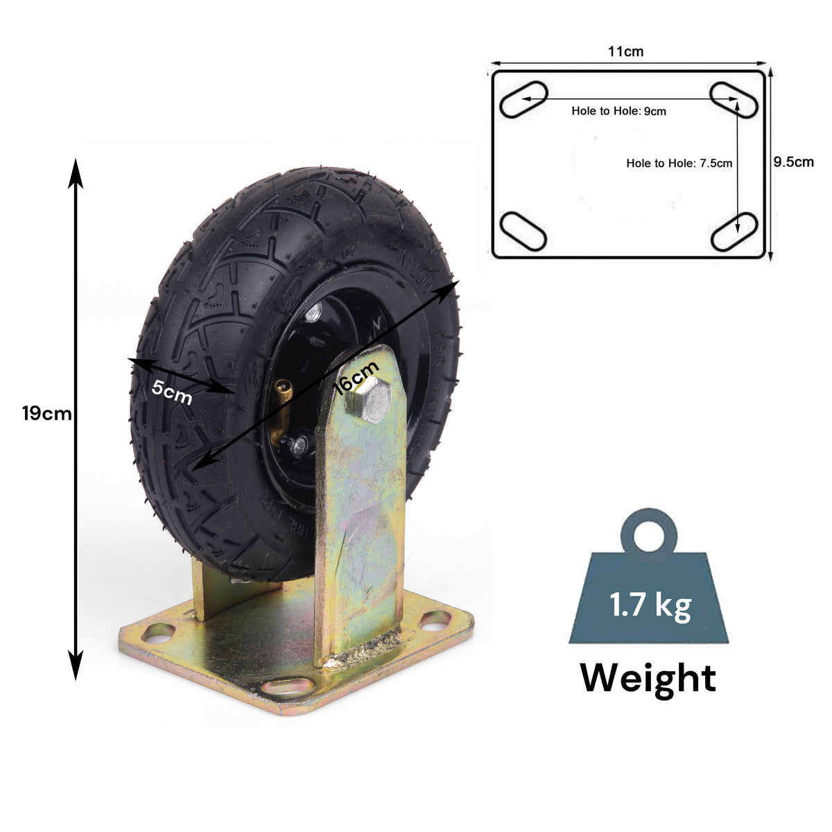 4x 6 Inch Castor Caster 2x swivel 2x fixed Pneumatic Tyres Wheels  Trolley Cart Wheelbarrow
