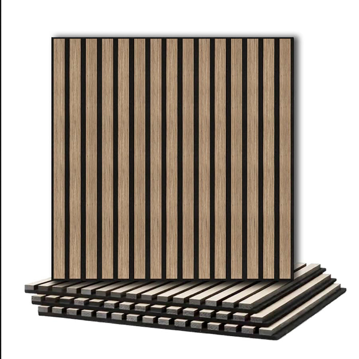 4 Pcs 60cm x 60cm Wall Panel Wood Slat Acoustic Panels Sound Absorbing Proof Panel for Wall Ceiling Decorative Walnut
