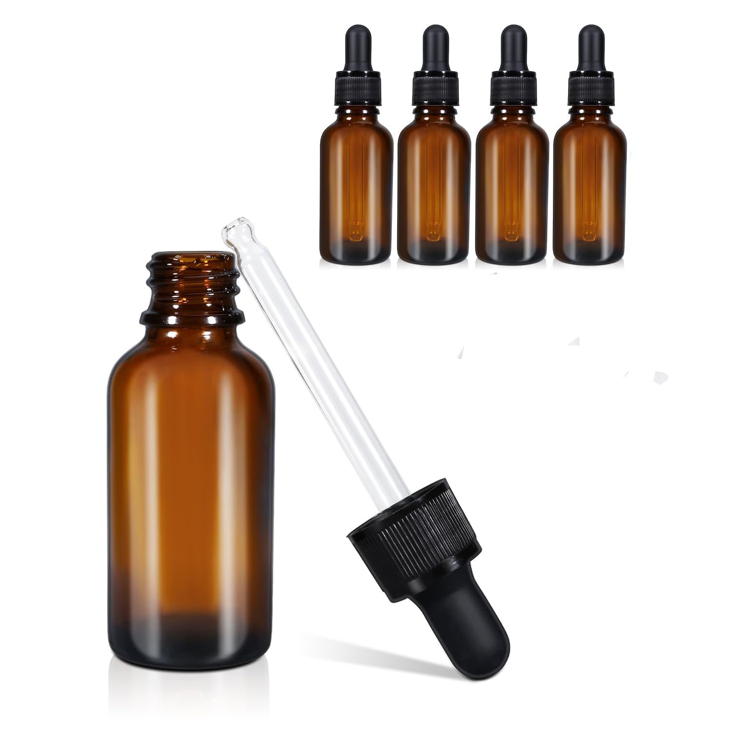 10ml (5 Pack) Amber Glass Dropper Bottle Liquid Essential Oils Bottle Bottles Leakproof Glass Tincture Bottles