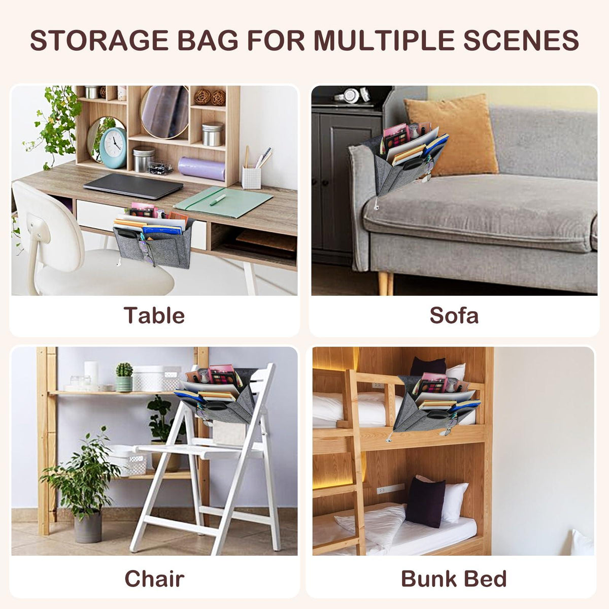 Bed Organiser Bed Caddy Sofa Organiser Bedside Organiser Book Magazines Organiser Grey