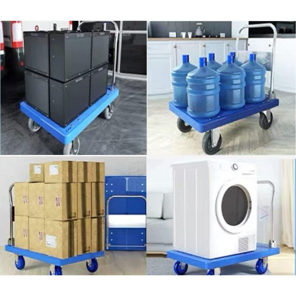 300kg Foldable Warehouse Platform Trolley Truck Dolly Platform Cart Swivel Wheels Moving Cart Flatbed