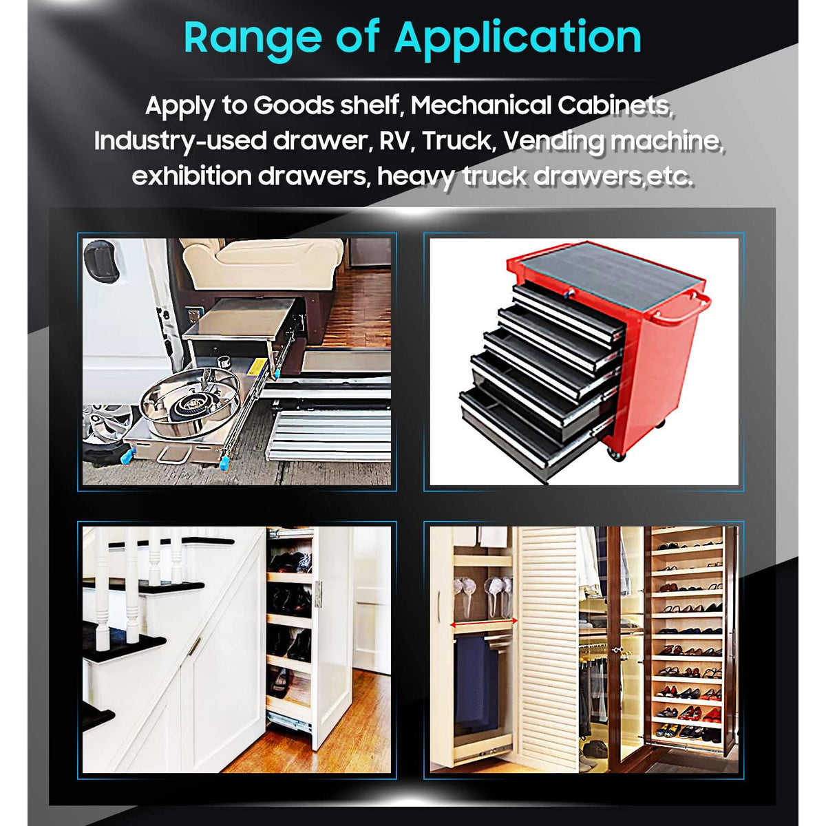 40in Pair 1000 - 2000mm 150KG Capacity Heavy Duty Trailer Drawer Slides Rails Runners Locking