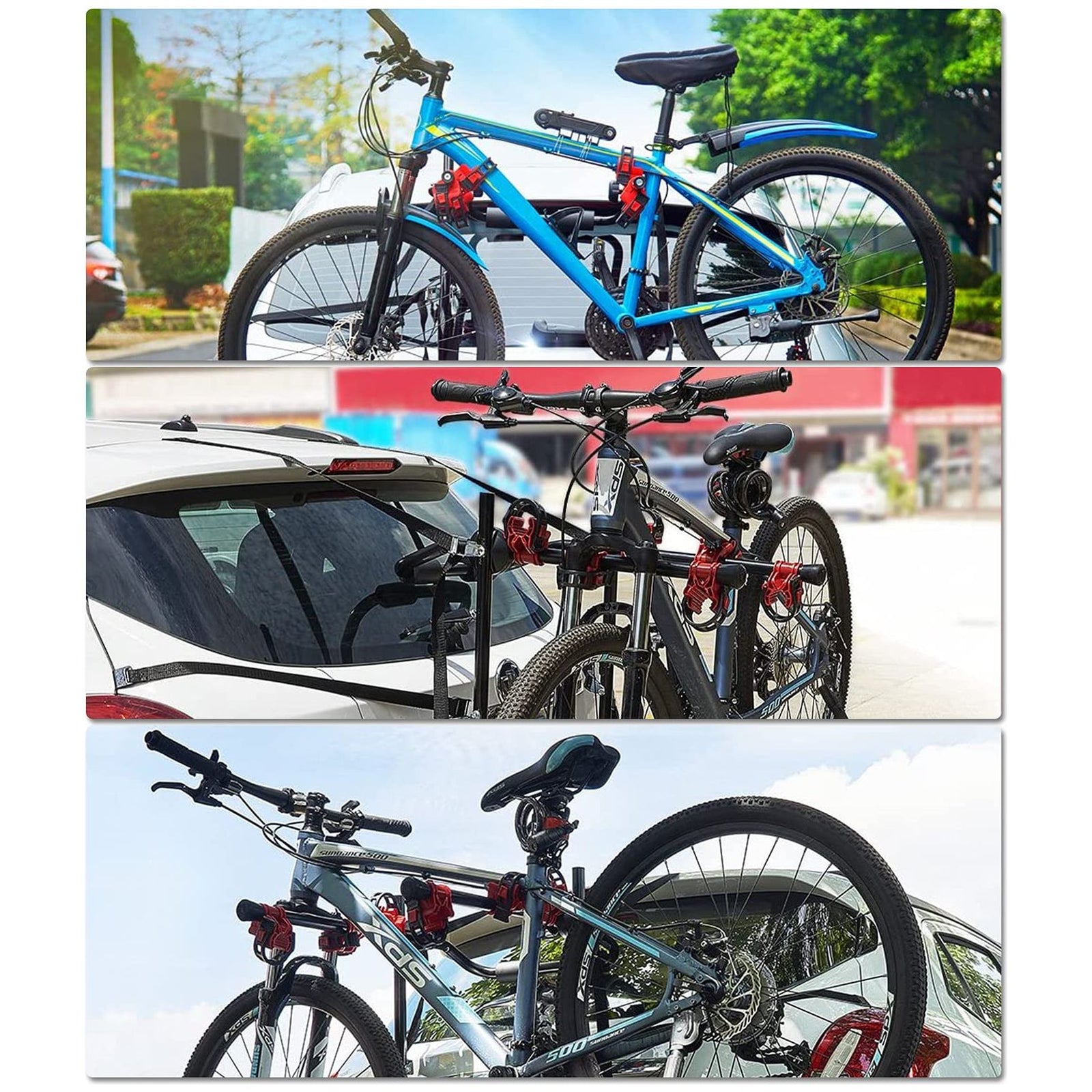 3 Bike Universal Cycle Bicycle Car Rear Carrier Rack Hanger Mount for Car Sedan Hatchback Minivan SUV