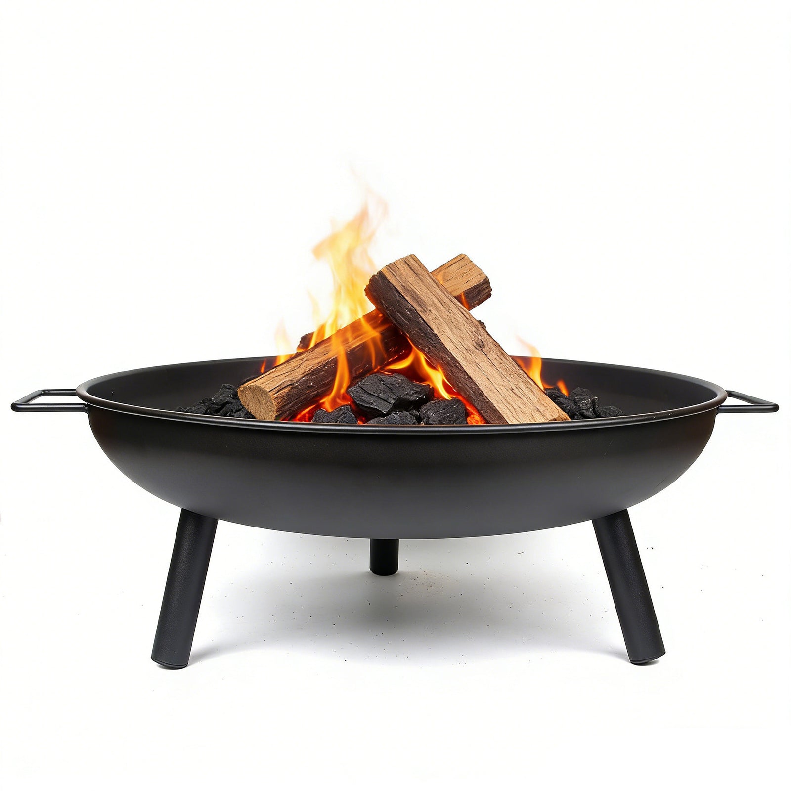 Outdoor Fire Pit 68cm Steel Fire Bowl Wood Burning Portable Heater Backyard Camping BBQ with Handles
