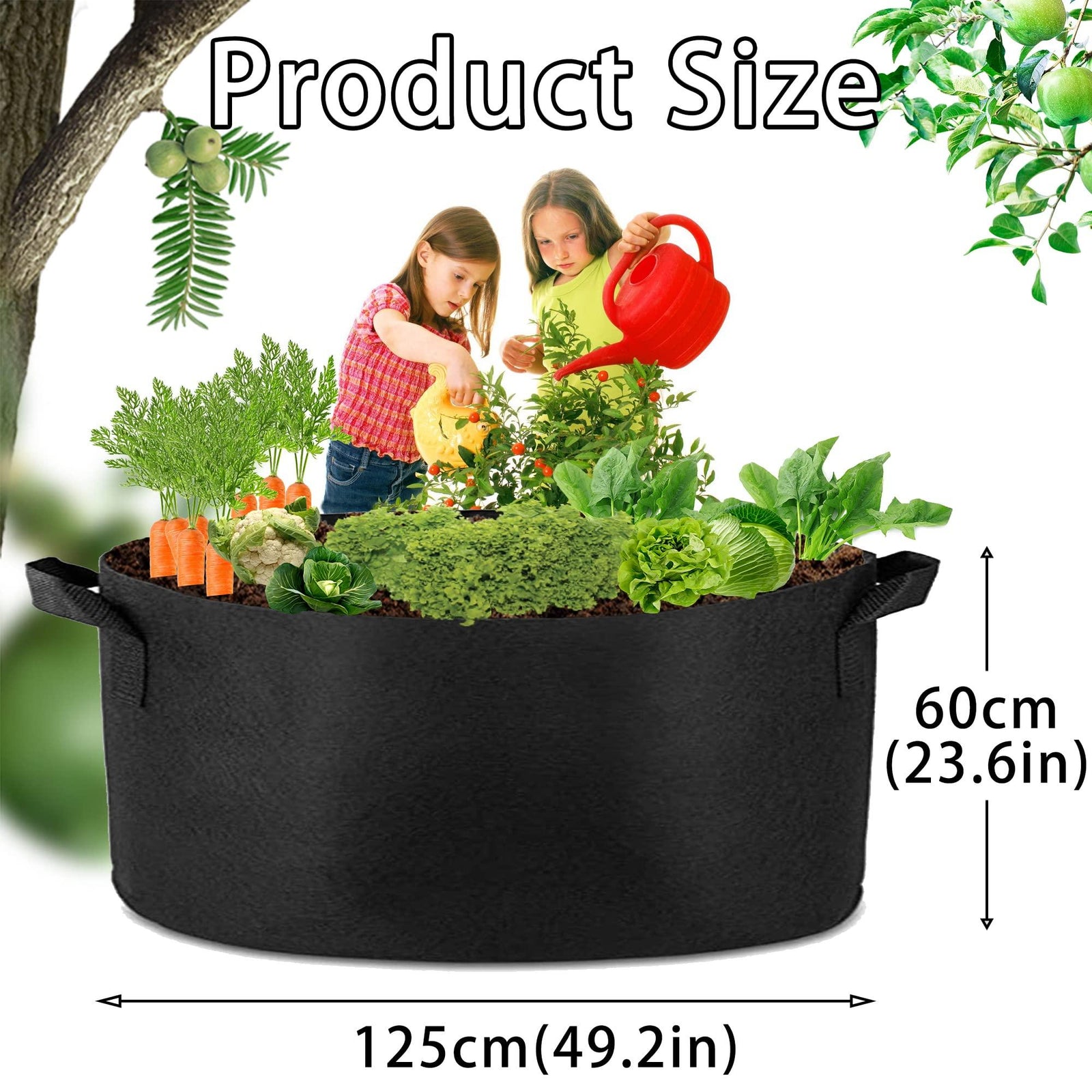 1 Pack 200 Gallon 125cm 60cm Grow Bag Heavy Duty Thickened Plant Pots with Handles for Farming Gardening Tree