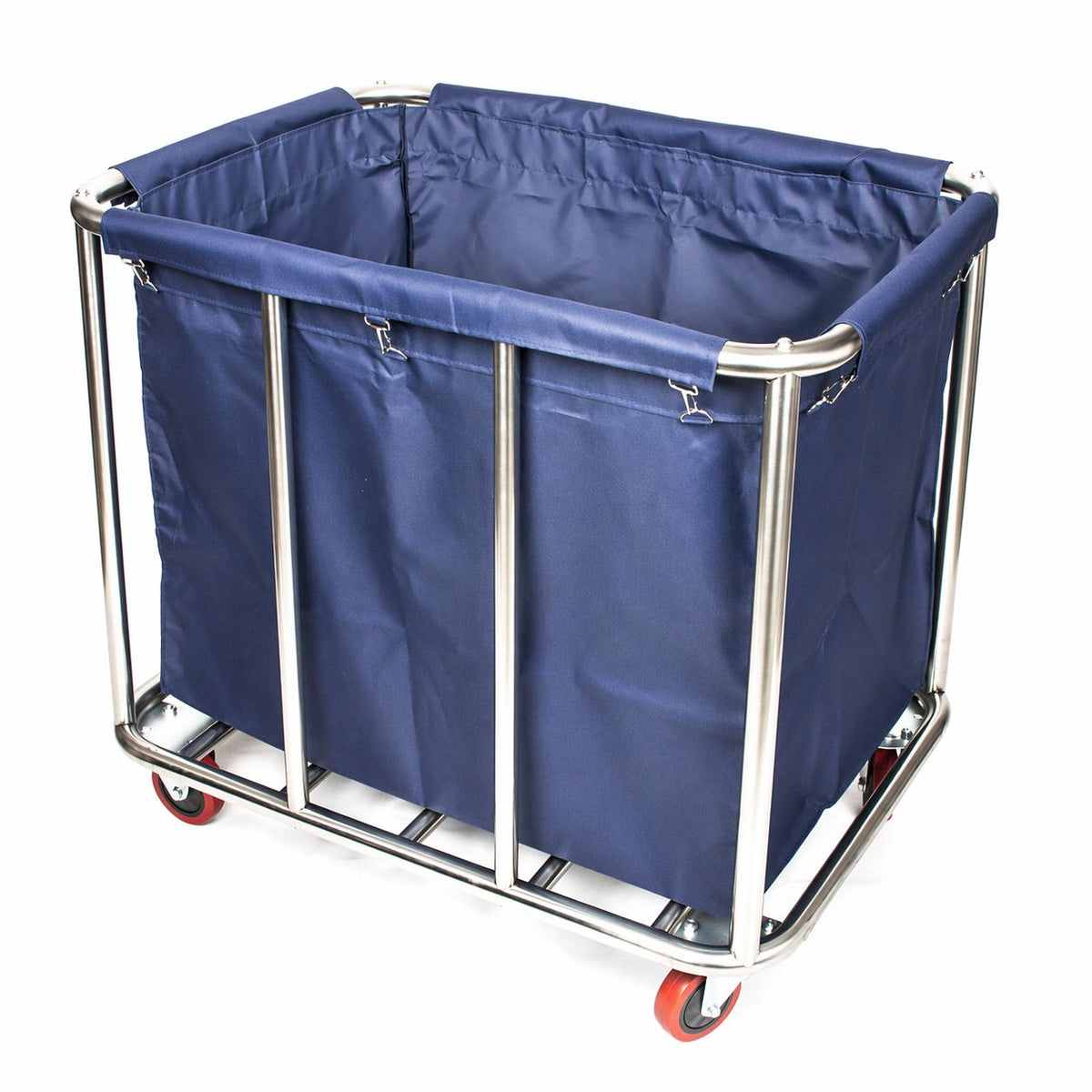 Commercial Laundry Trolley 90x65x80cm Large Capacity Linen Cart with 2 Swivel &amp; 2 Fixed Wheels Navy