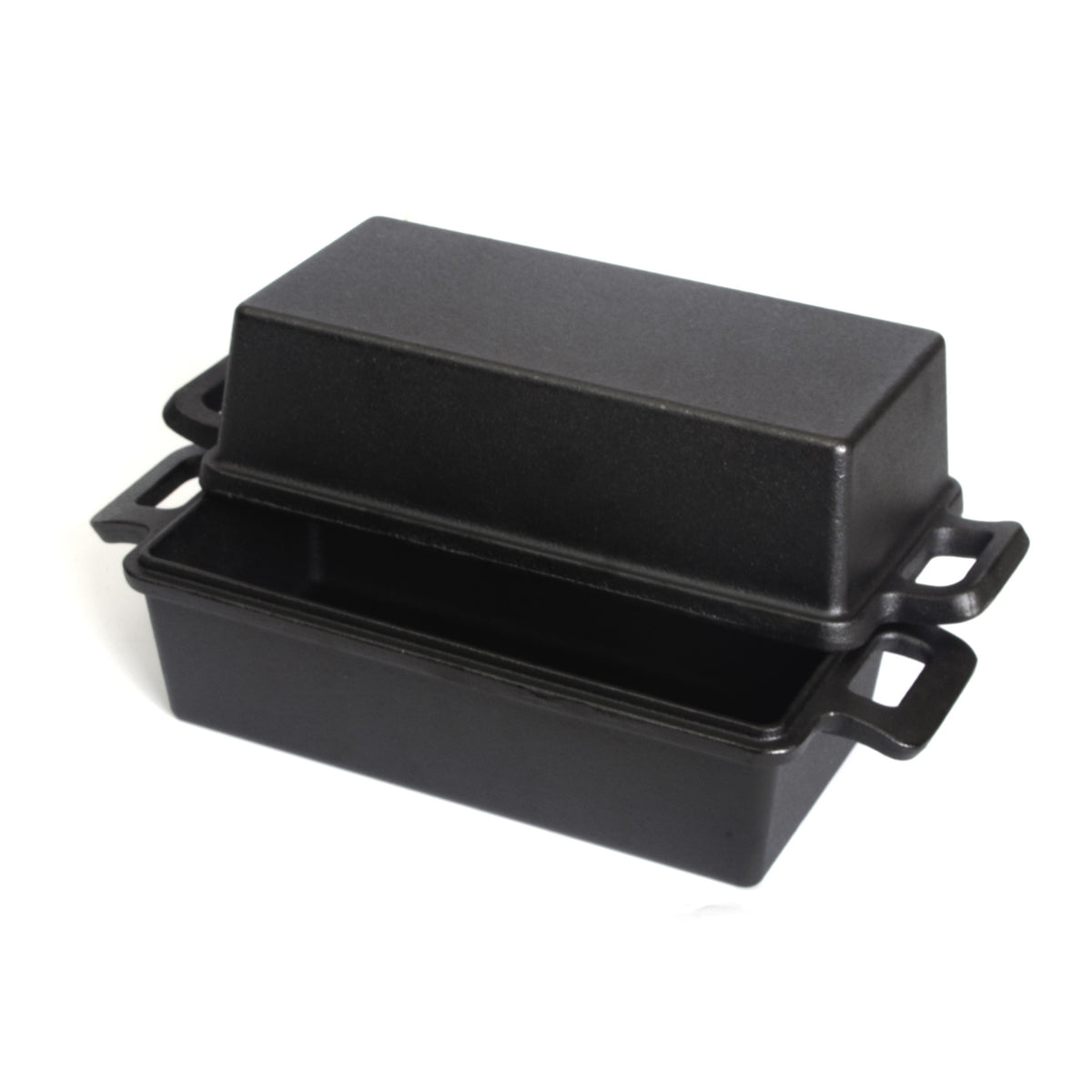 2-in-1 Cast Iron Bread Loaf Pan Tin with Lid Dual Use Baking Dish with Ergonomic Handles, Pre-Seasoned for Oven Cooking