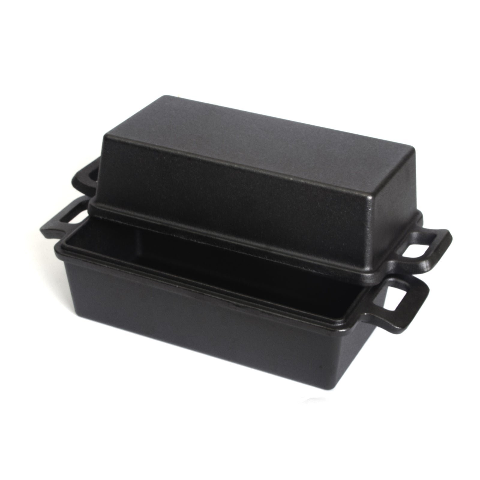 2-in-1 Cast Iron Bread Loaf Pan Tin with Lid Dual Use Baking Dish with Ergonomic Handles, Pre-Seasoned for Oven Cooking