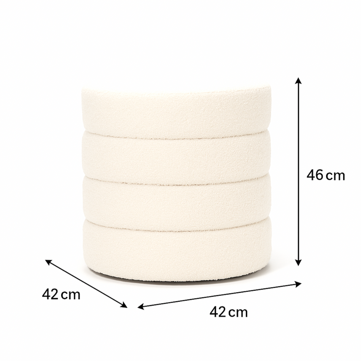 Interior Ave - Cleo White Boucle Ottoman