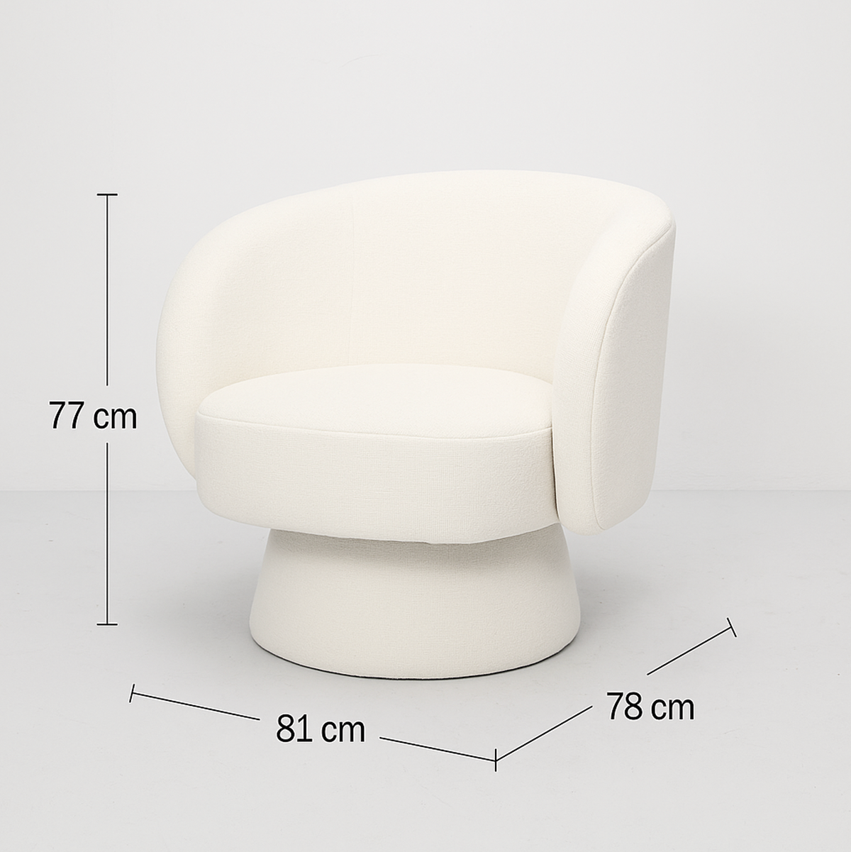 Interior Ave - Celine Swivel Armchair – Chenille Pearl White