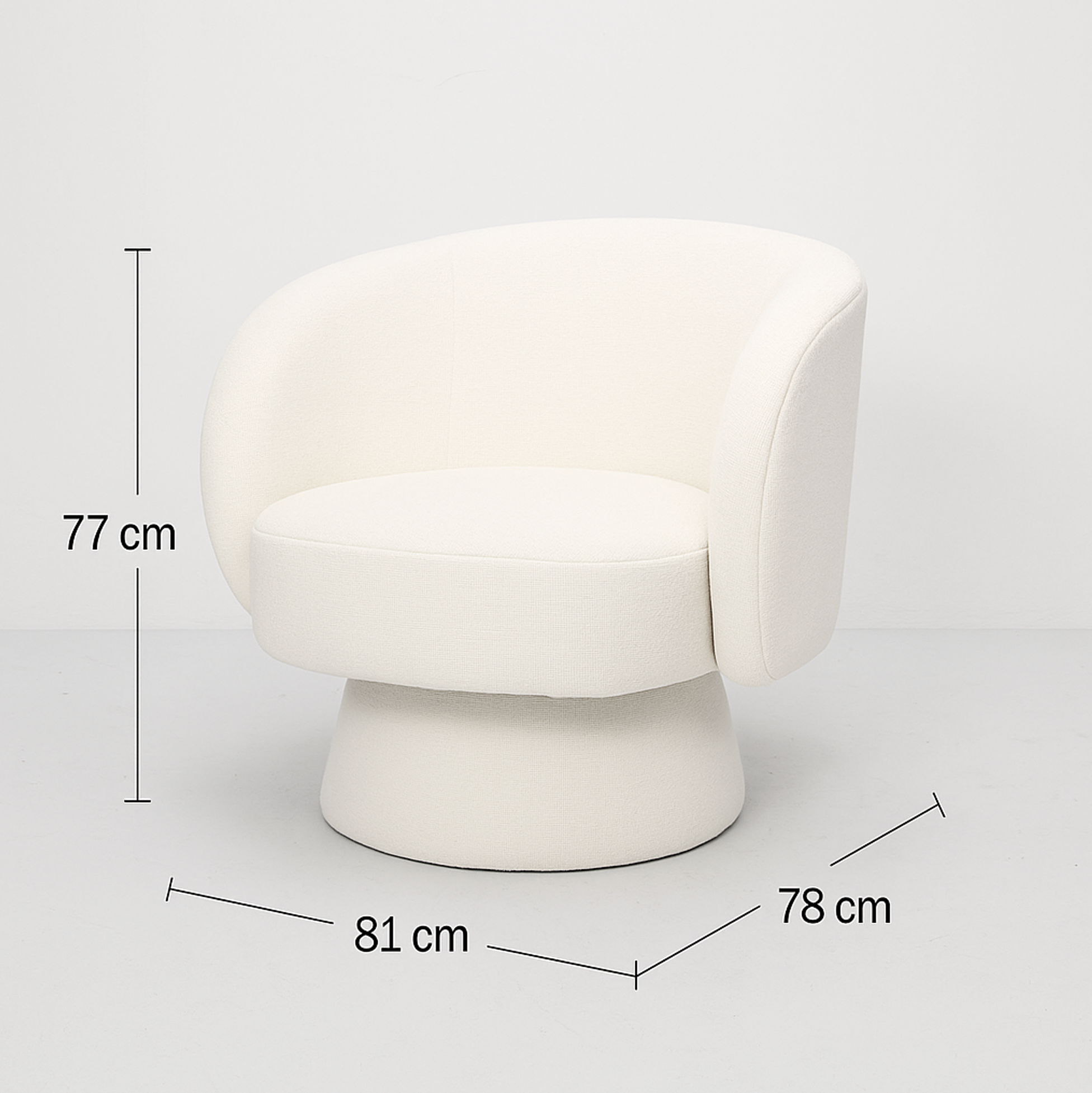 Interior Ave - Celine Swivel Armchair – Chenille Pearl White