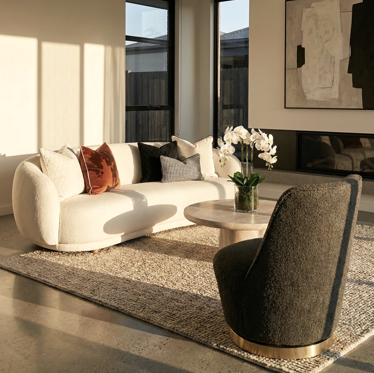 Interior Ave - Chateau Swivel Accent Chair - Charcoal Boucle