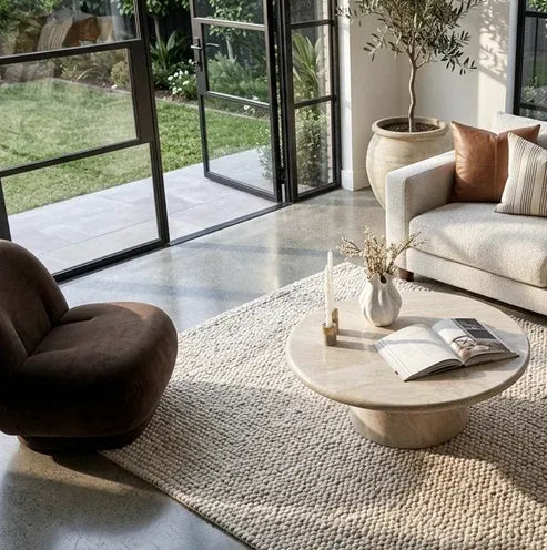 Nobu Round Sculptural Stone Coffee Table - Natural Stone 100cm