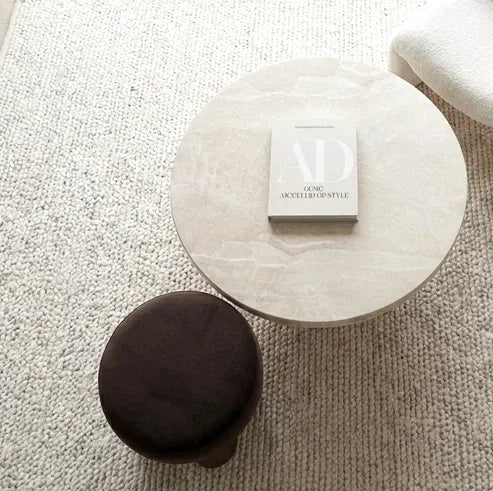 Nobu Round Sculptural Stone Coffee Table - Natural Stone 70cm