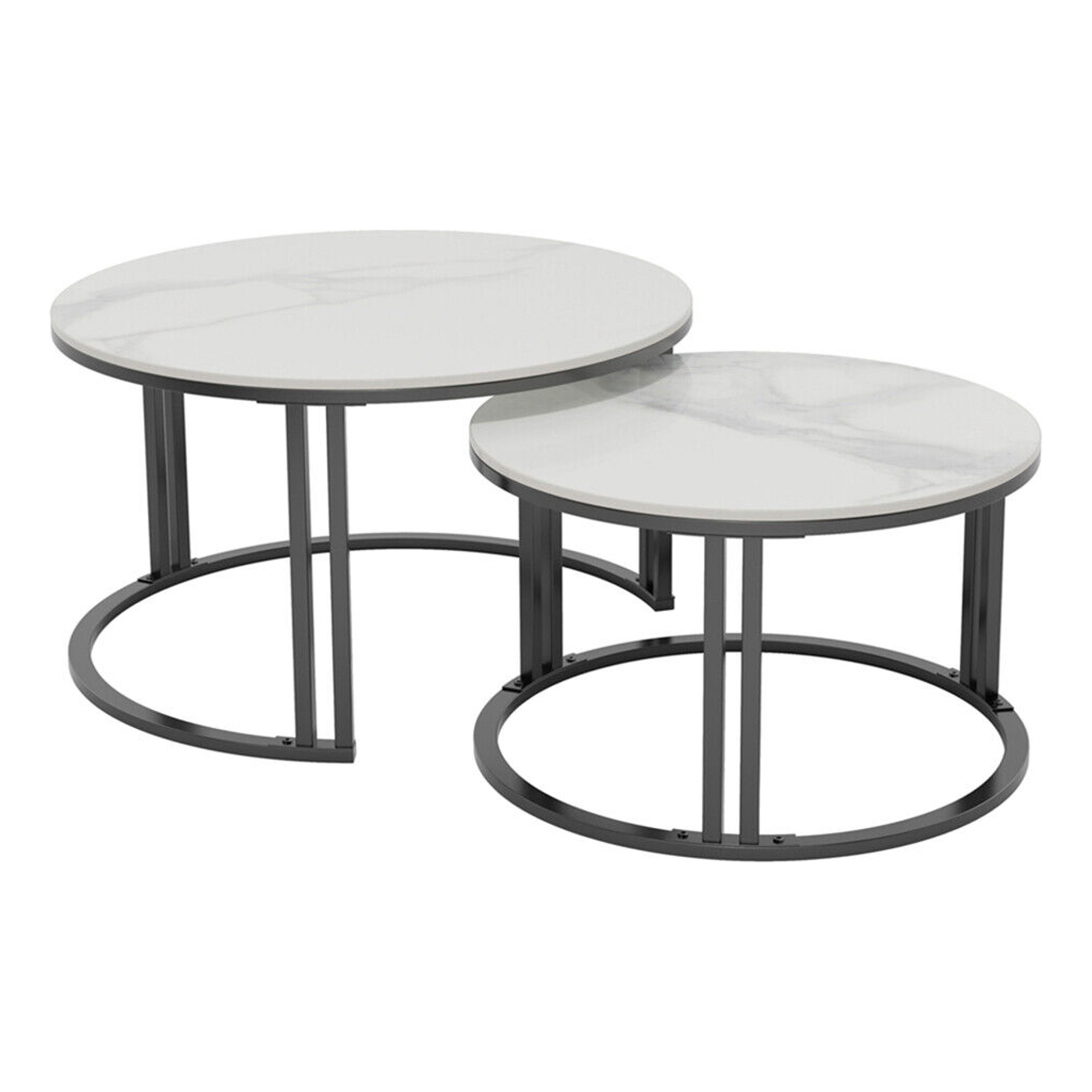 Interior Ave - Premier Nested Coffee Table Set - White Marble Stone