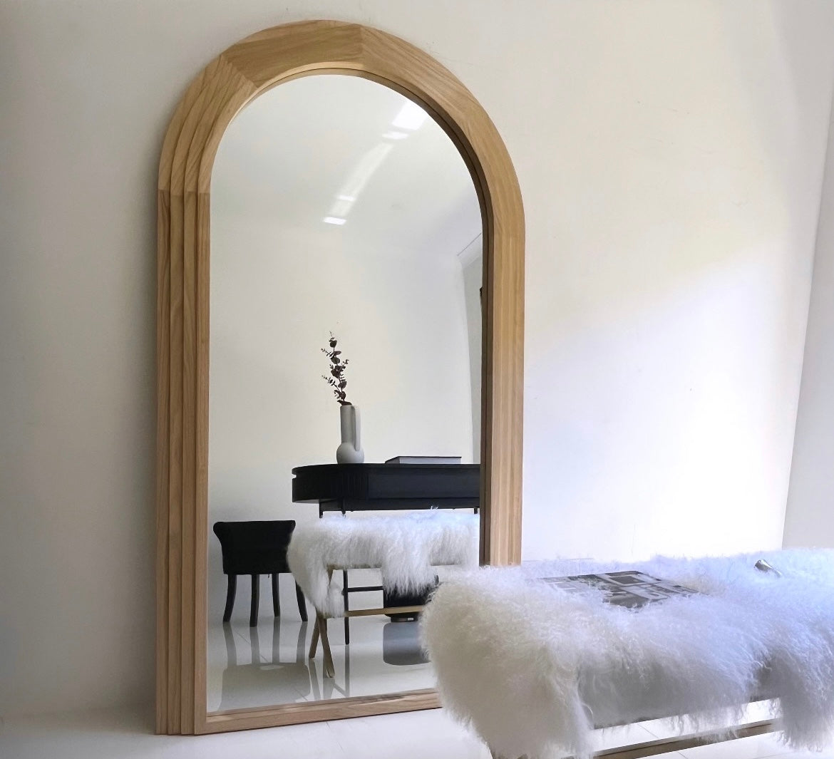Interior Ave - Sierra Arched Step Mirror – Signature Sculptural Natural Wood Statement Piece