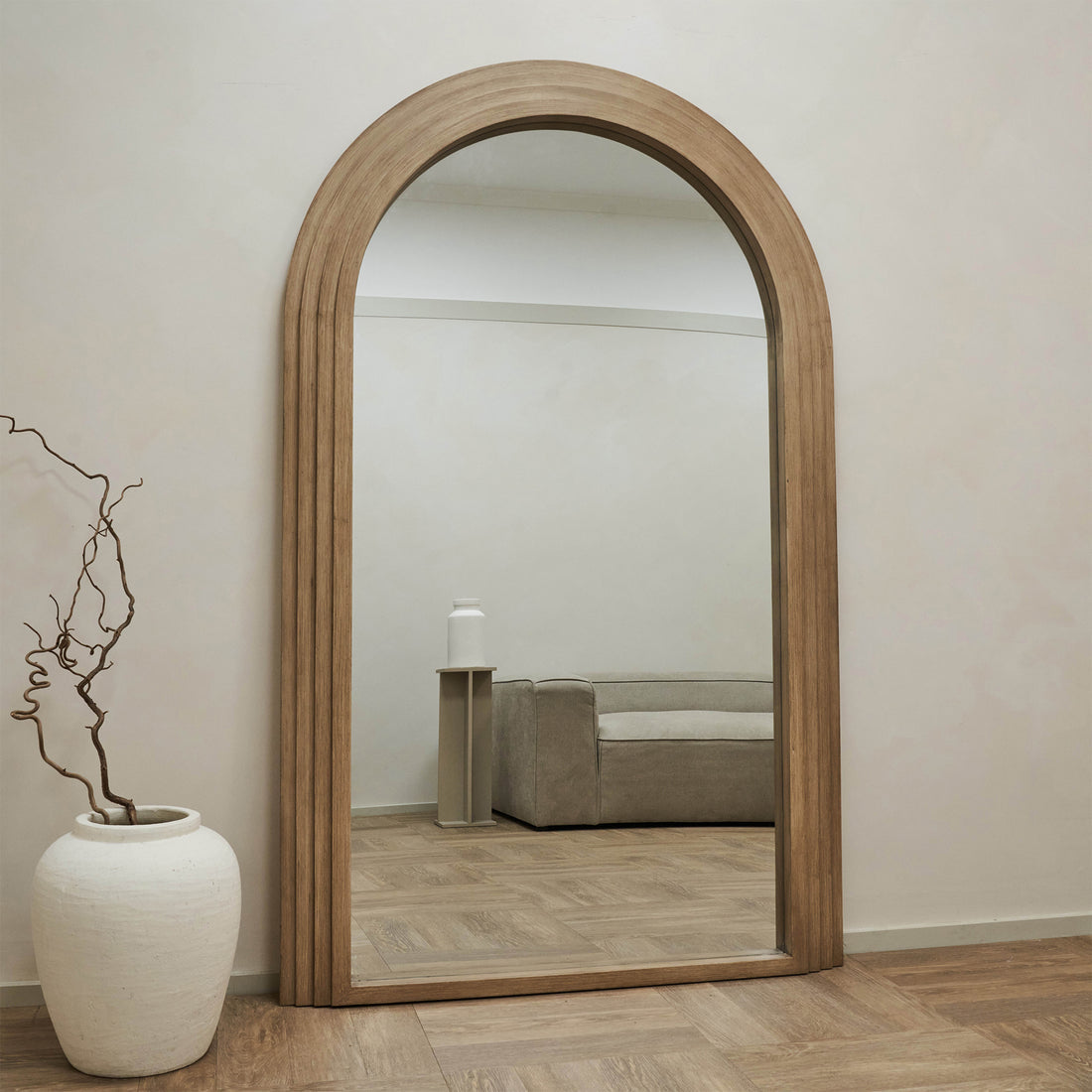 Interior Ave - Sierra Arched Step Mirror – Signature Sculptural Oak Wood Statement Piece