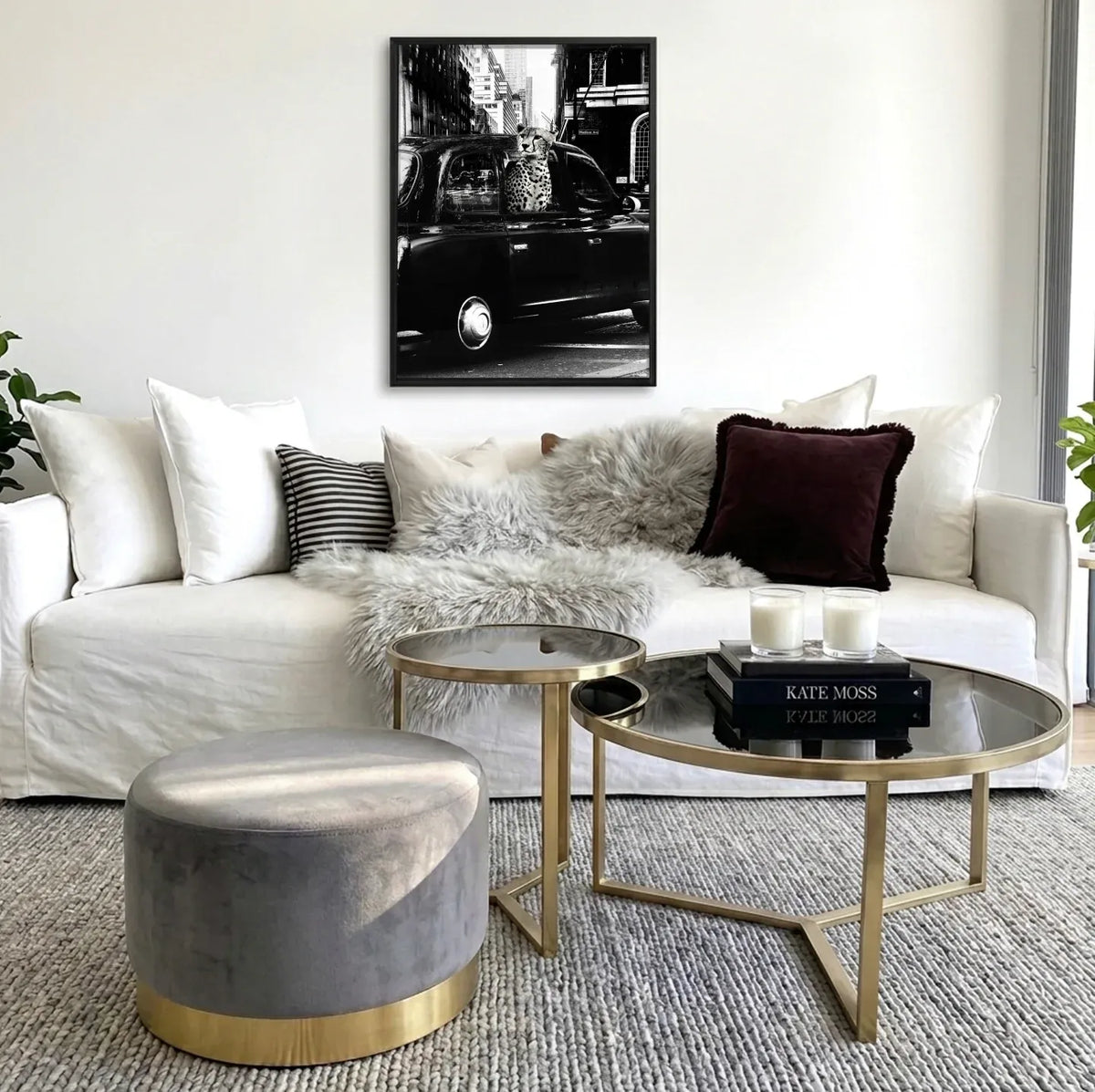 Interior Ave - Monaco Round Ottoman - Ocean