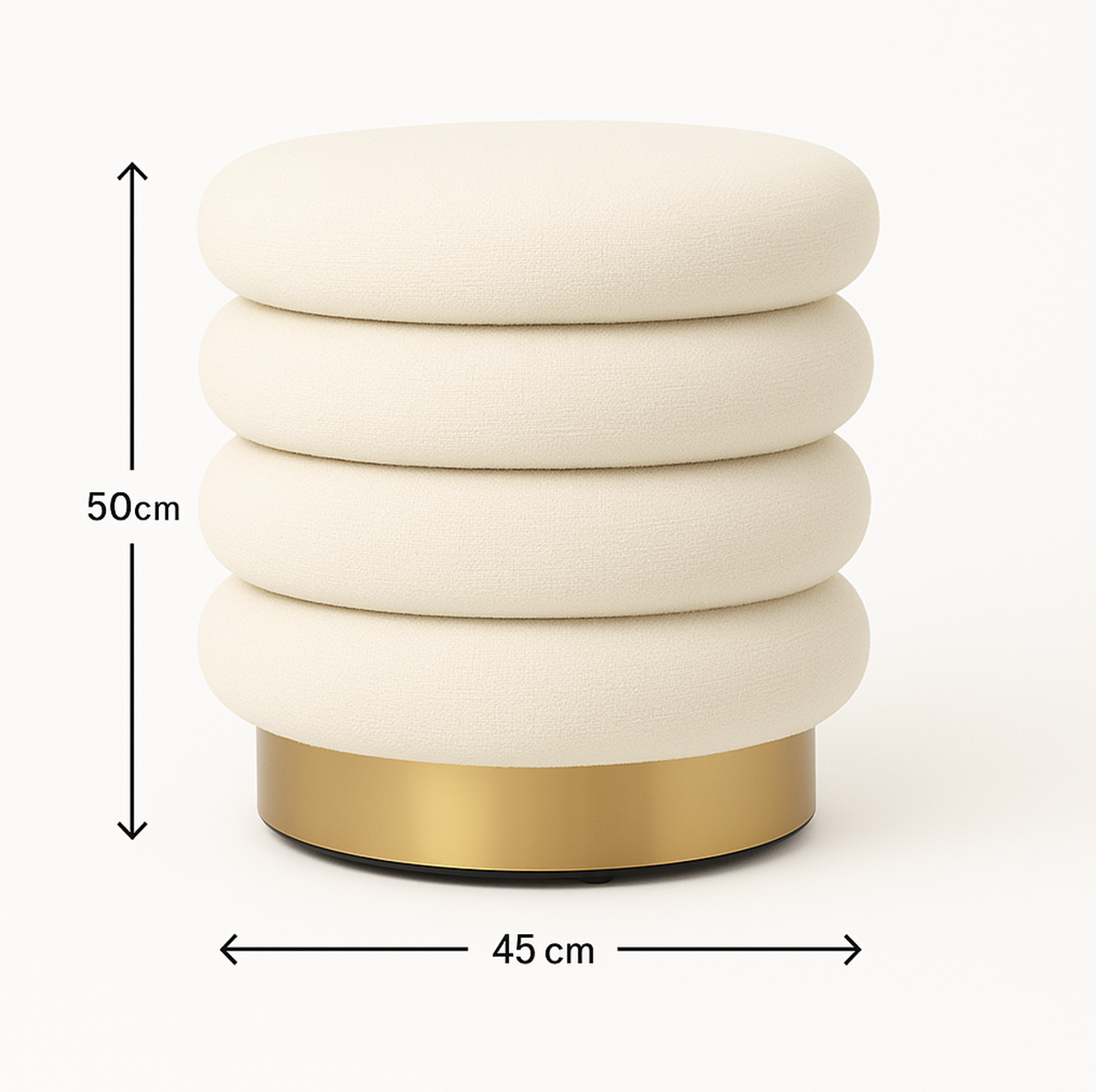 Interior Ave - Roma Round Tweed Ottoman / Footstool – Light Grey