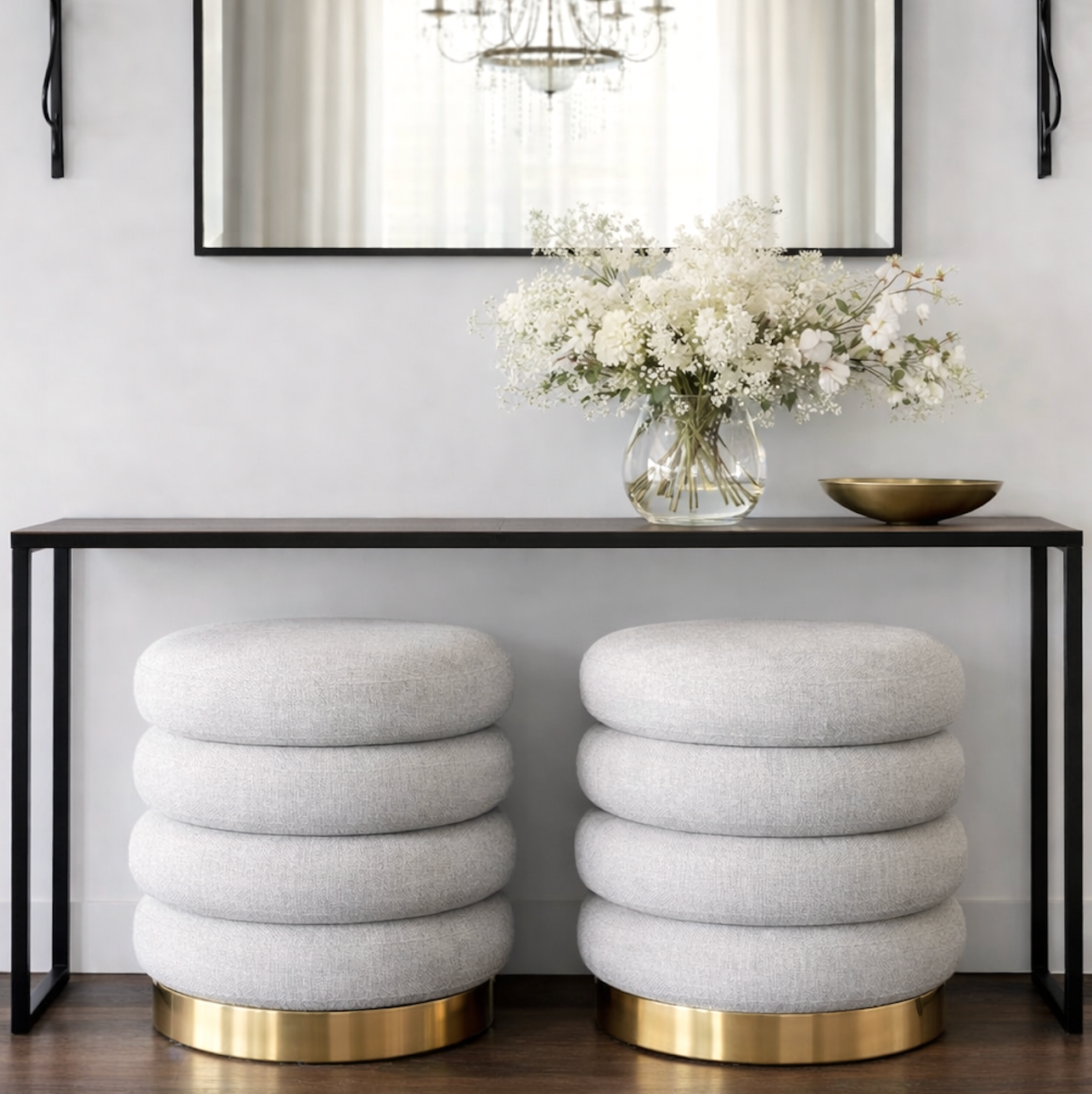 Interior Ave - Roma Round Milan Ottoman / Footstool – Off White