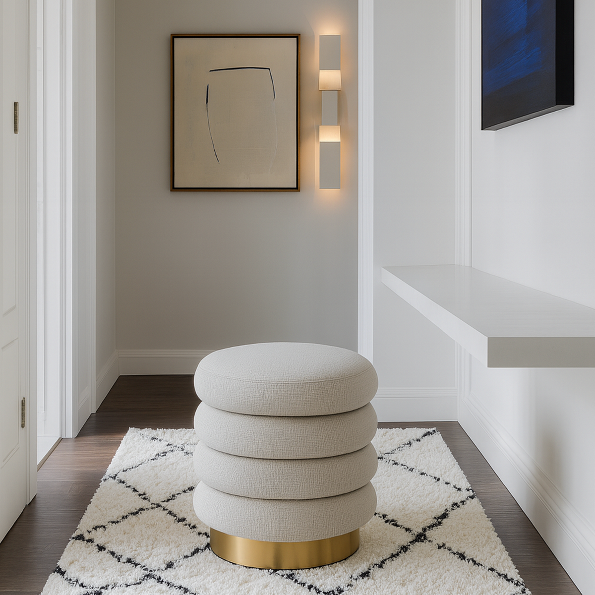 Interior Ave - Roma Round Milan Ottoman / Footstool – Off White