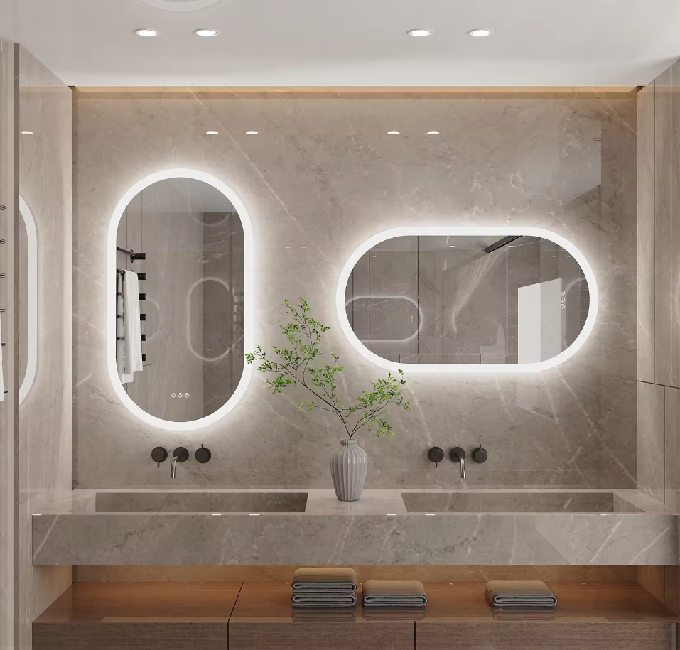 Interior Ave - LED Oval Frameless Salon / Bathroom Wall Mirror - 50 x 80cm