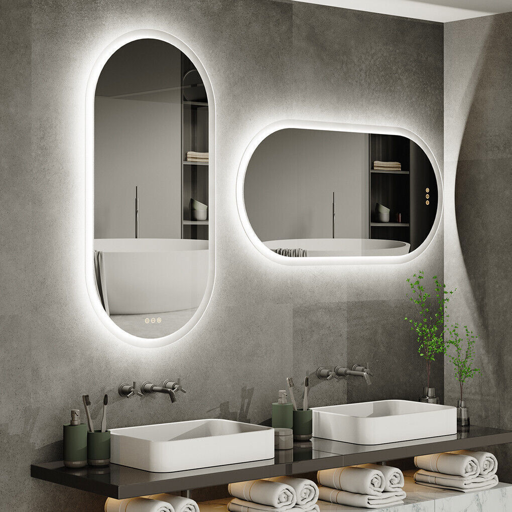 Interior Ave - LED Oval Frameless Salon / Bathroom Wall Mirror - 60 x 120cm